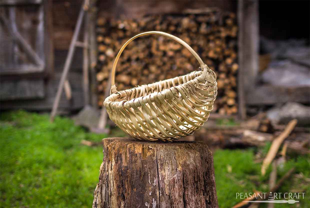 Basket Weaving With Strips of Hazel