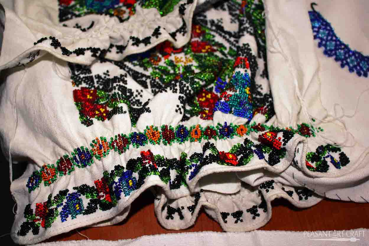 Bead Embroidery Work on Romanian Blouse