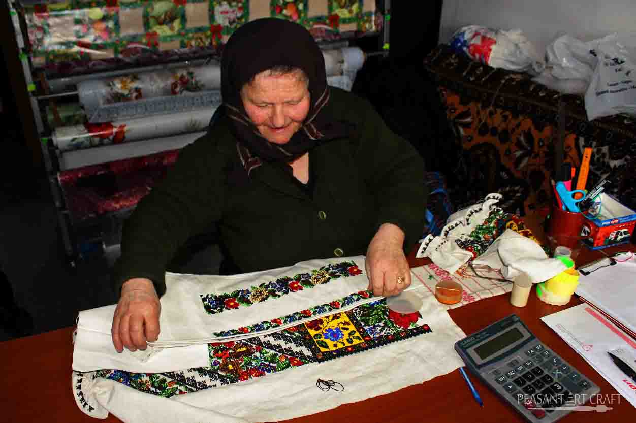 Bead Embroidery Work on Romanian Blouse