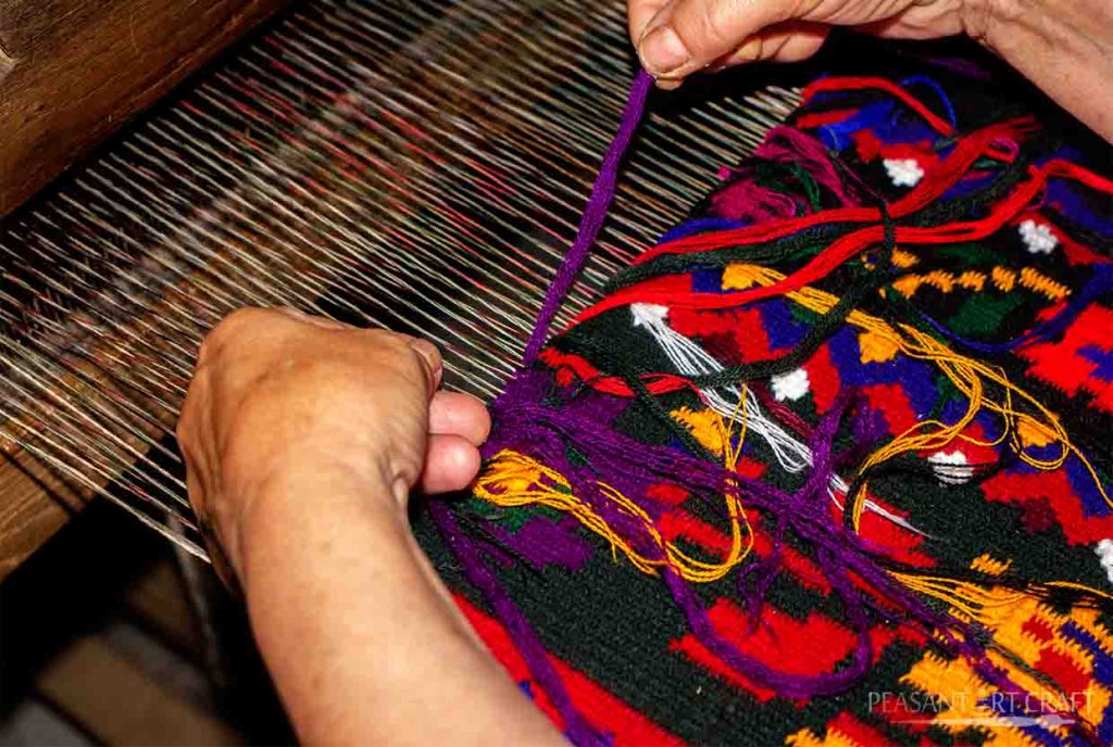 Romanian Textile Weaving Demonstration Slit Weave Tapestry