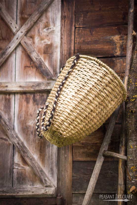 Slat Pack Basket Weaving With Strips of Hazel