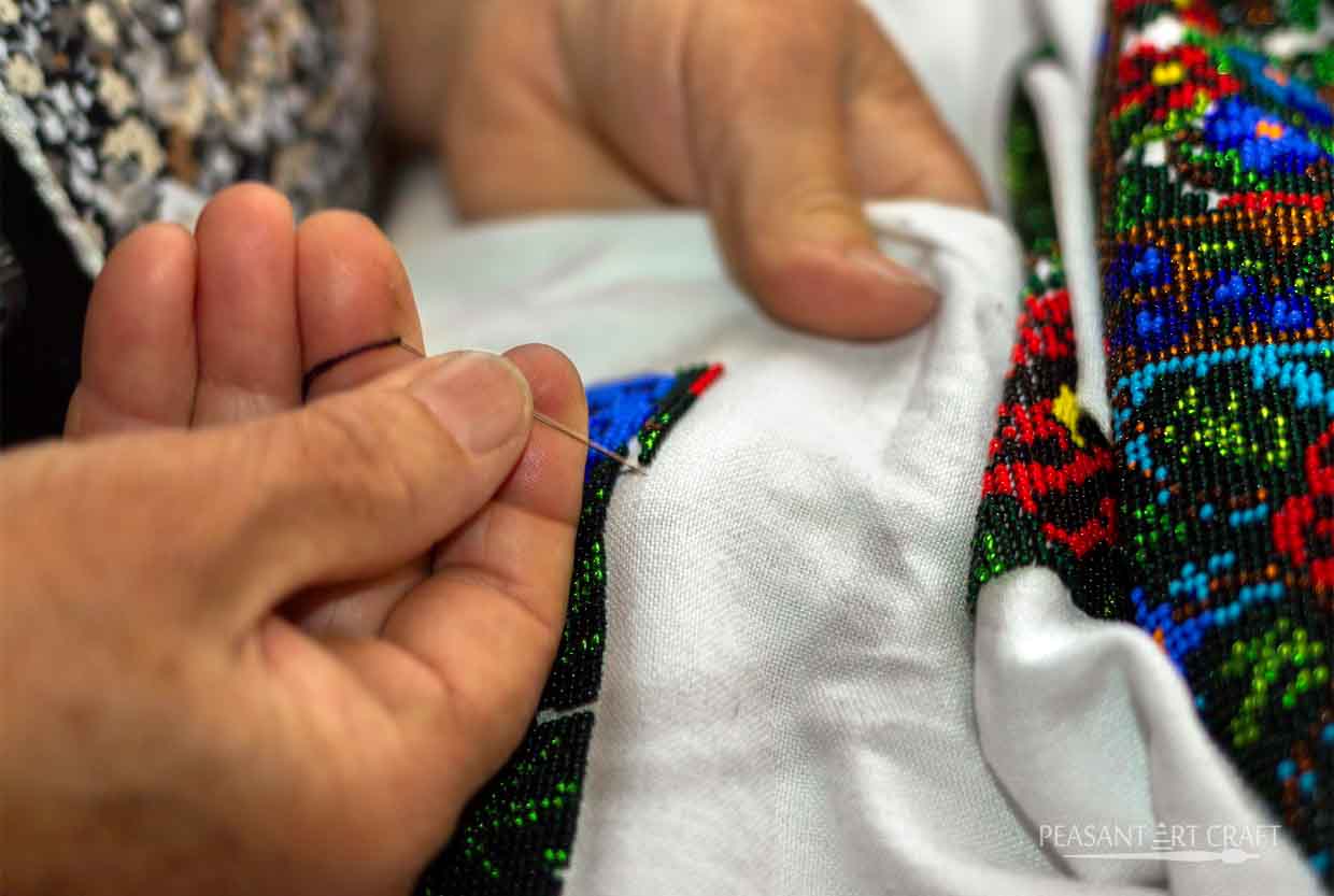Bead Embroidery Work on Romanian Peasant Blouses