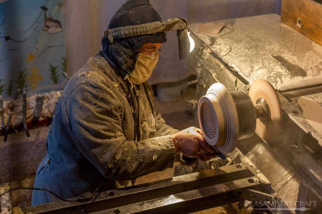 Carpenter Vasile Cușnir Making Polenta Wooden Plates