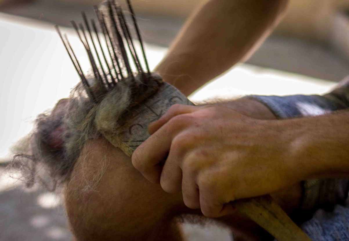 Combing Wool by Hand With Combs