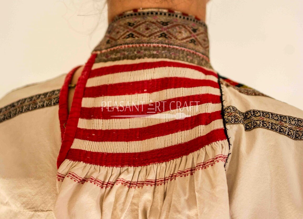 Peasant Blouse From Romania With Antique Embroidery Stitches