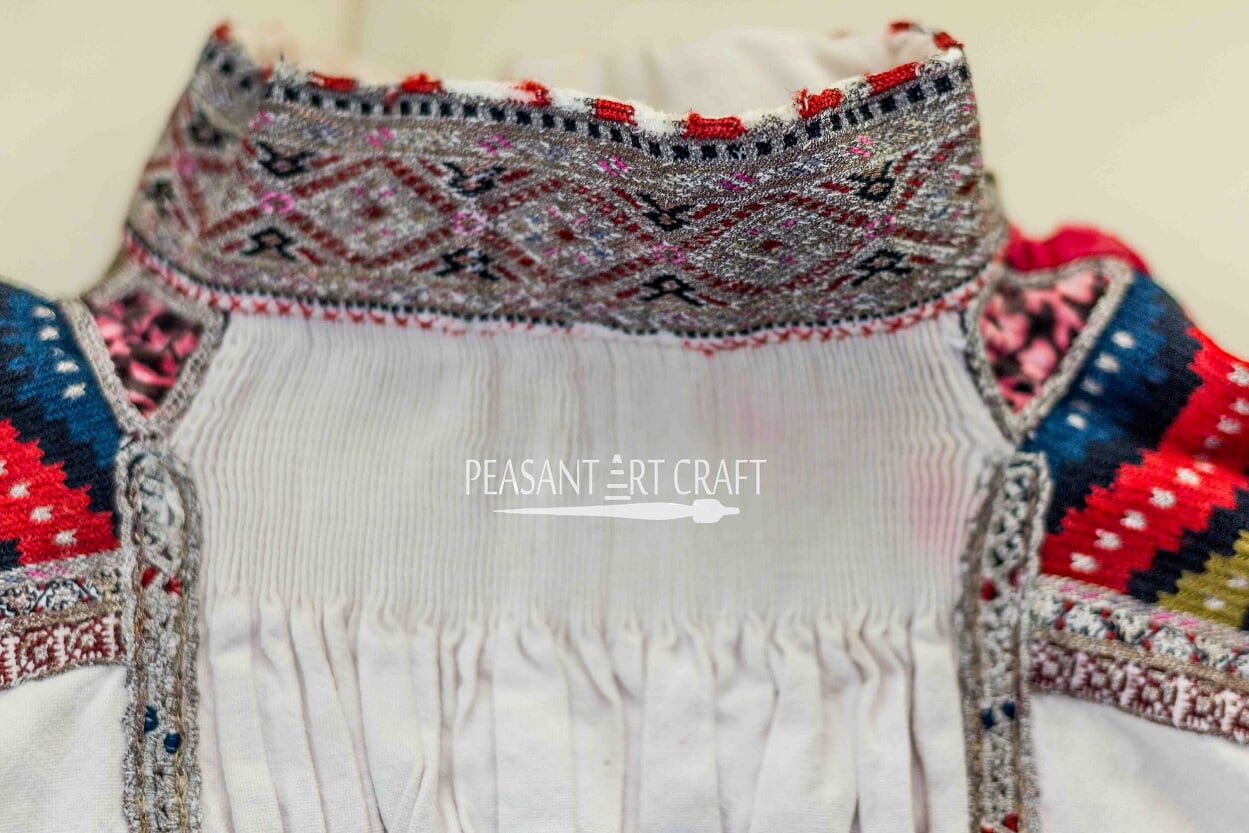 Peasant Blouse From Romania With Antique Embroidery Stitches