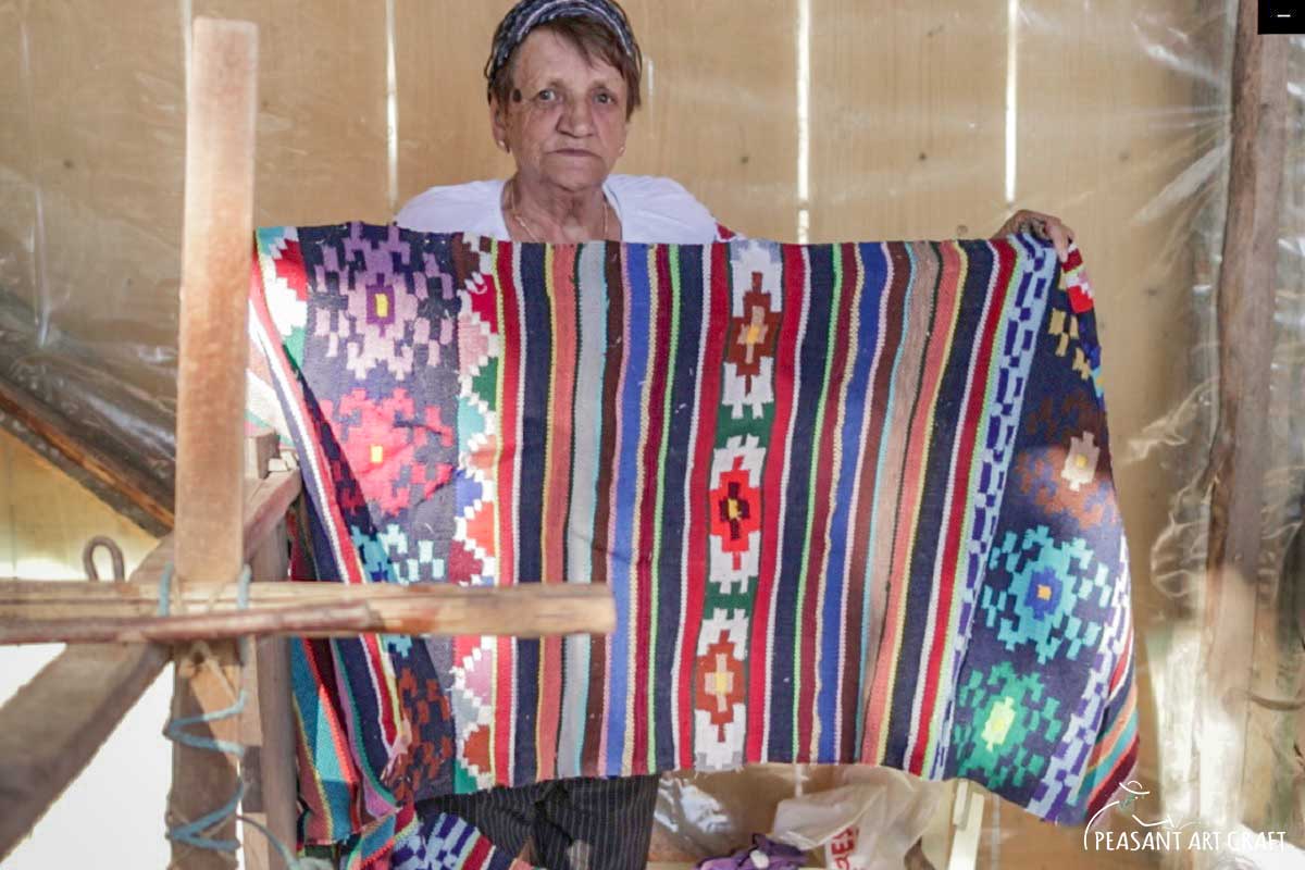 Carpet Weaving With Repurposed Yarn - Highly Skilled Romanian Weaver