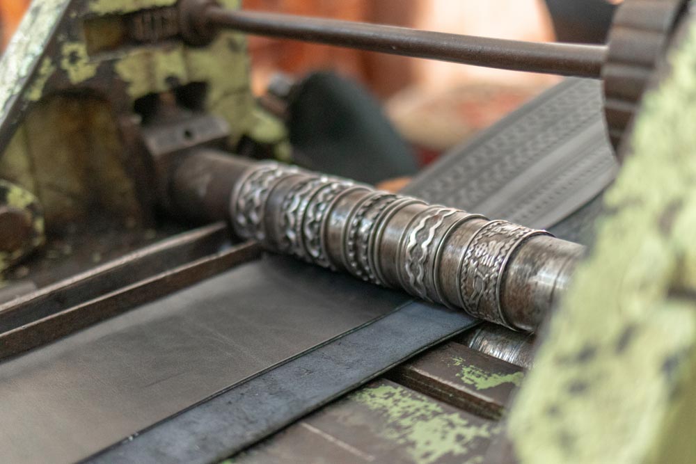 Embossing Leather Belts On Leather Press