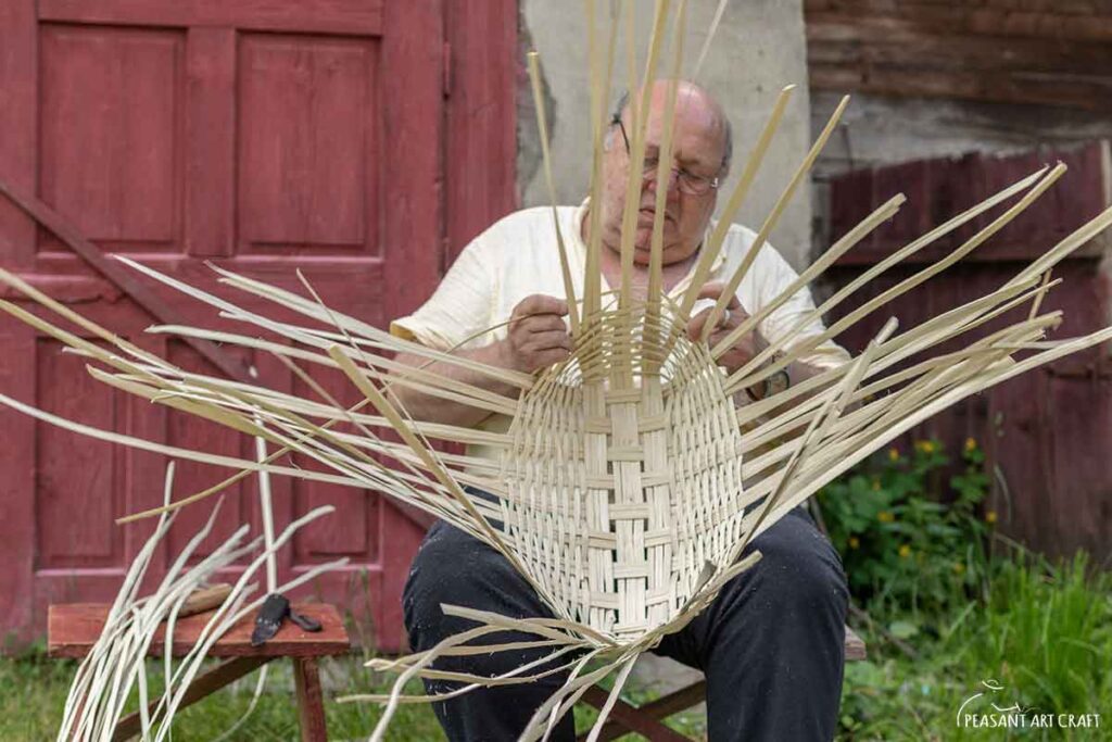 hazel basket weaving basket Weaver Mircea Cordoș